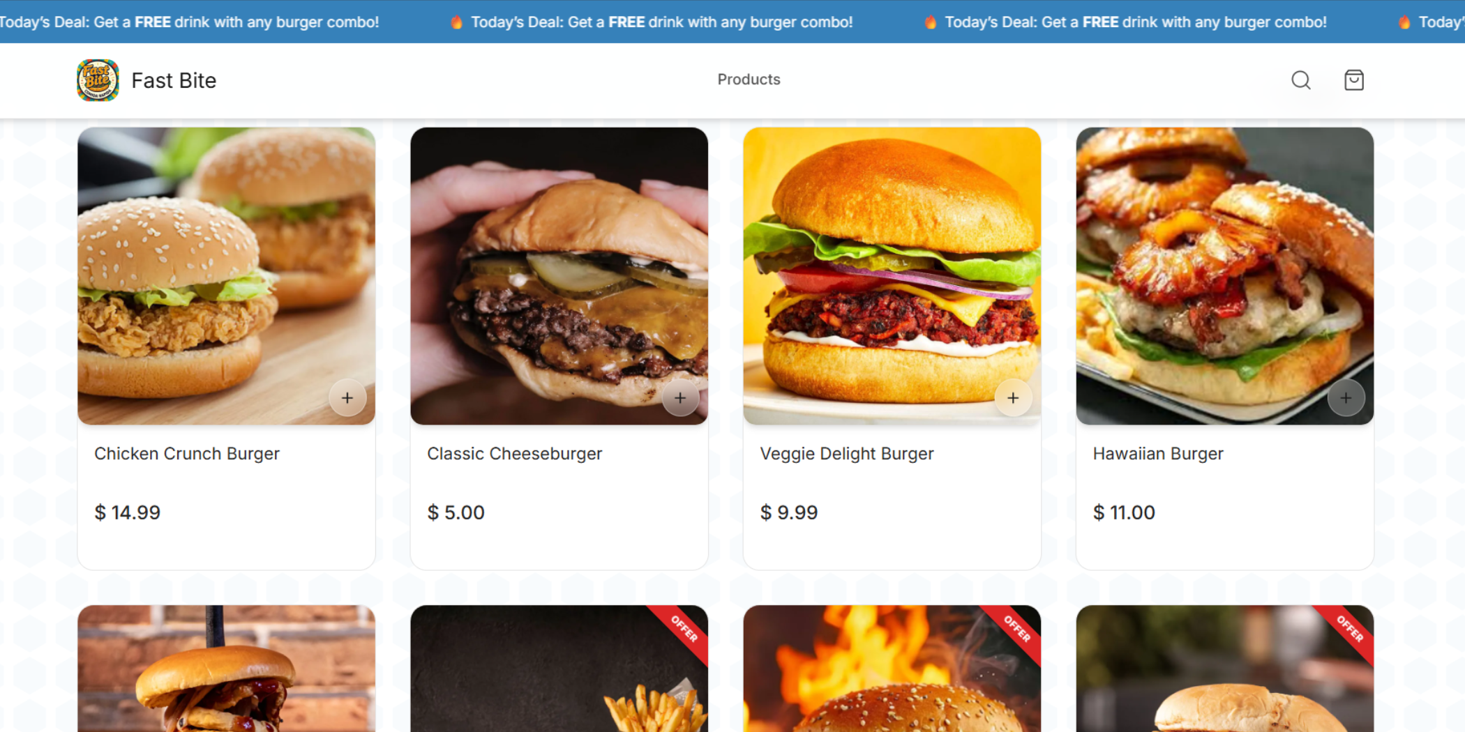 Fast Bite - Comida rápida a domicilio - Vista desktop